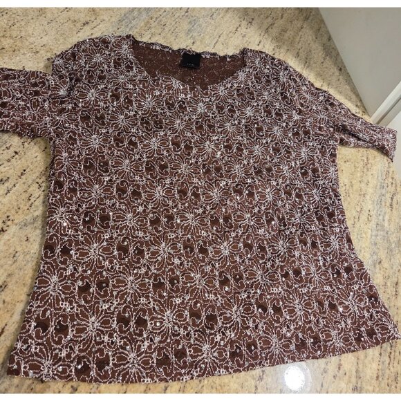 Lot of 4 j.t.b. Sz M Floral Stretch Evening Top Sparkle Holiday 3/4 Sleeve - Picture 10 of 16